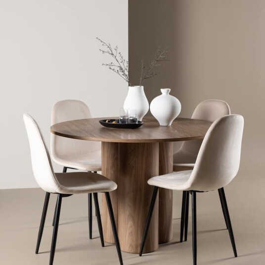 Venture Home Spisegruppe Venture Home Olivia Ø110 med 4 stk Polar Stoler Fløyel GR24467