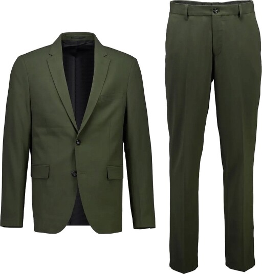 Lindbergh Plain Mens Suit   Normal Length   WOOD GREEN   54