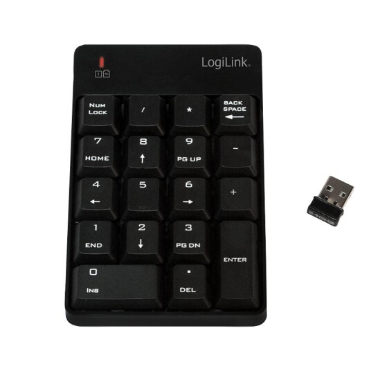 LogiLink Trådløst Numerisk Tastatur med USB Mottaker - Svart LogiLink Trådløst Numerisk Tastatur med USB Mottaker - Svart