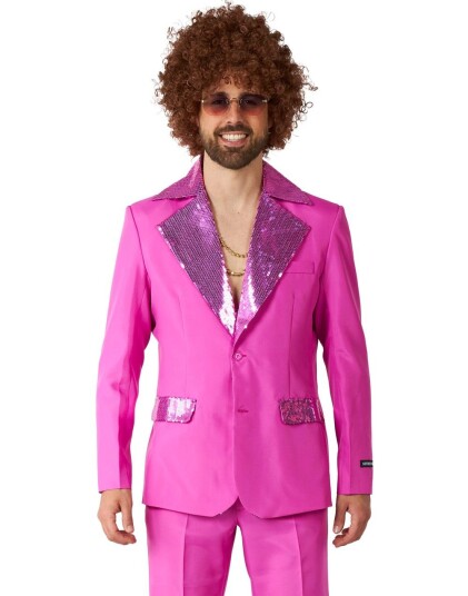 Oppo Rosa Disco Dress med Paljettdetaljer til Herre Suitmeister X Large