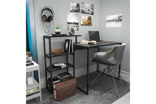 Andifli Skrivebord 60x76,8x133 cm med oppbevaring Svart