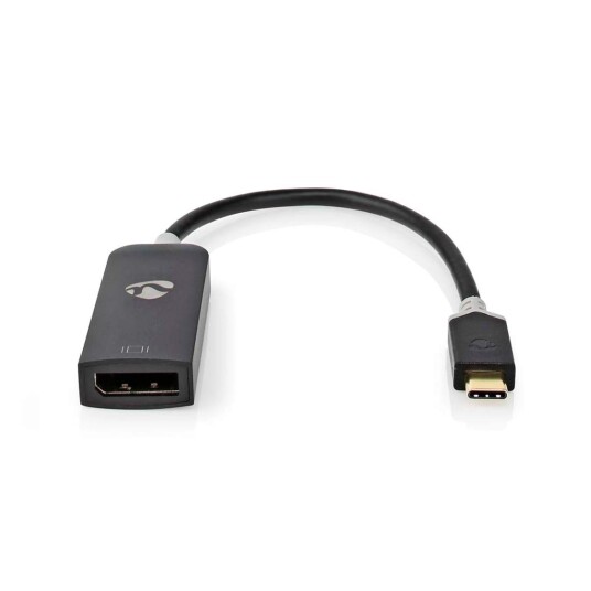 Nedis Usb c Adapter USB 3.2 Gen 1 Hann Displayport Hun 8k@30hz 0.20 M Rund Gull Belagt PVC Antrasitt Vindu