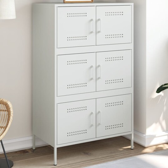 Highboard hvit 68x39x113 cm stål