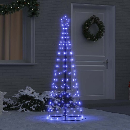  LED juletre med 390 LED med jordspyd med stativ Blå 250 cm Jern