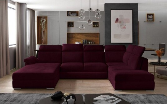 Seksjon Eltap Evanell 336x211x102 cm Mat Velvet 68 Rød Venstre