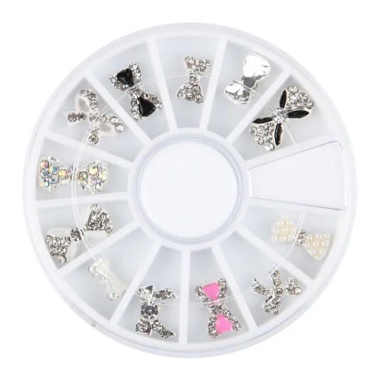 12st nageldekorationer metall Rosett nagelsmycke