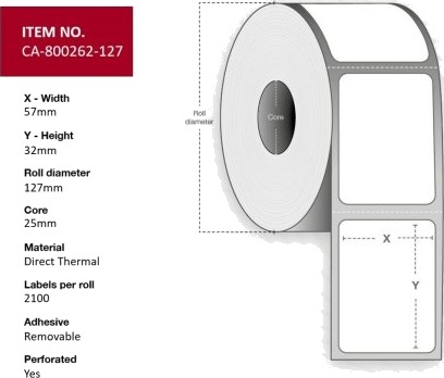 Capture Ca 800262 127 Hvit Rull Papir Direkte Termisk Permanent Universell
