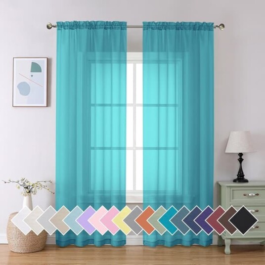 Turkise transparente gardiner 213 cm lange