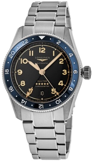 Longines Herreklokke L3.812.4.60.6 Spirit Zulu Time Sort/Stål Ø42 mm