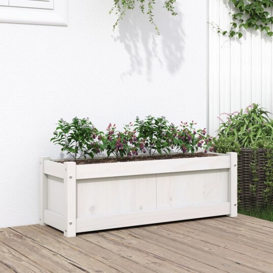 Hageplantekasse hvit 90x31x31 cm heltre furu
