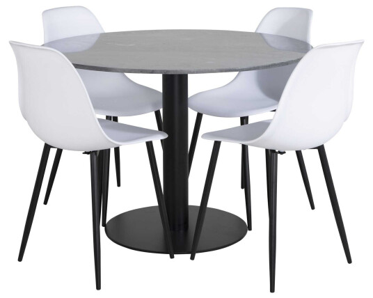 Venture Design Estelle & Polar spisegruppe Svart/hvit 4 st stoler & bord 106 cm