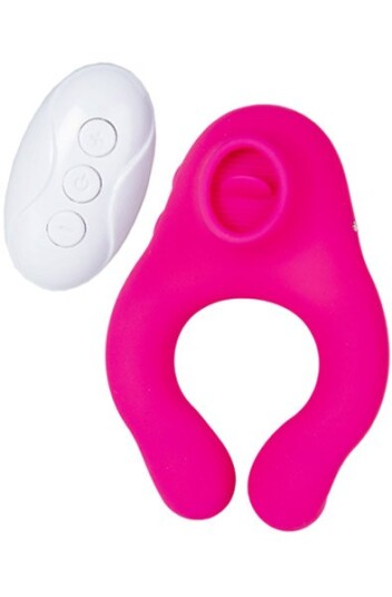 Remote Controlled Vibrating Licking Cock Ring Pink