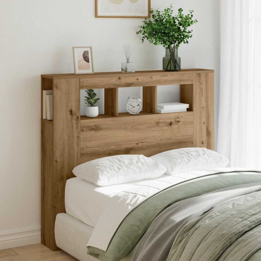  Sengegavl med LED artisan eik 120x18,5x103,5 cm konstruert tre 8721158446725
