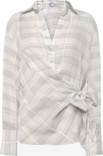 Mango Bow Check Shirt Beige L
