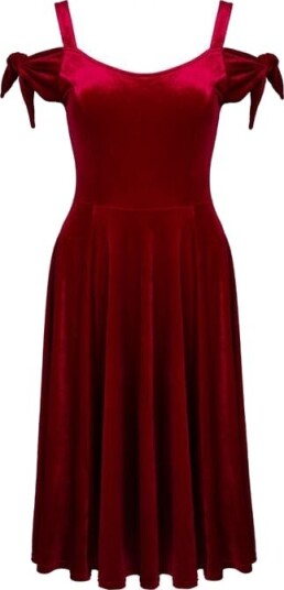 Hell Bunny Rockabilly Middellang kjole Carrie Dress XS til L Damer rød