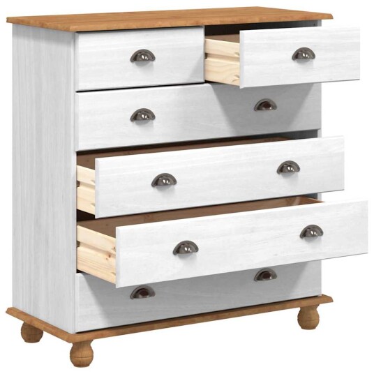Skap med skuffer Hvit 91 x 40 x 95.5 cm Massivt furutre Skap med skuffer Hvit 91 x 40 x 95.5 cm Massivt furutre