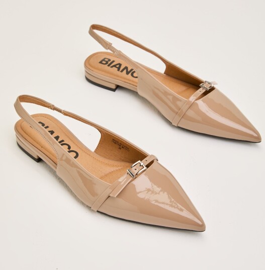 Bianco Biabari Pointy Flat Slingback Faux Leather