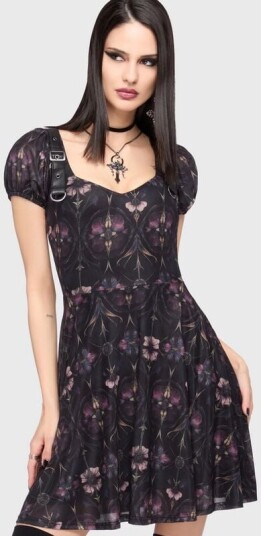 Killstar Goth Kort kjole Chapel Blessing Garden Altar Mini Dress XS til 4XL Damer svart