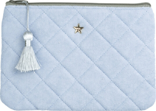 DARK Terry Quilted Small Pouch Cool Blue & Milieu Green