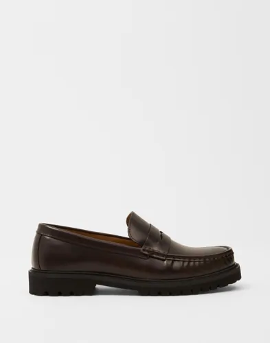 Selected Men Slhhugo Leather Plain Penny Loafer Pensko Brun