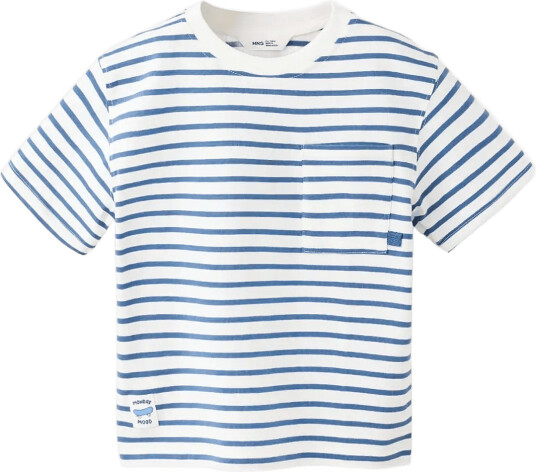 Mango Chest Pocket Striped T Shirt White 18 24M Mango Chest Pocket Striped T Shirt White 18 24M