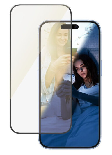 PanzerGlass EyeCare Ultra Wide Fit Skjermbeskytter for iPhone 16 - Herdet Glass med Svart Ramme
