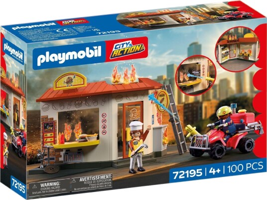Playmobil City Action 72195 Brannbil Med Firehjuling Og Burgerbod Byggesett 4+ År 100 Deler