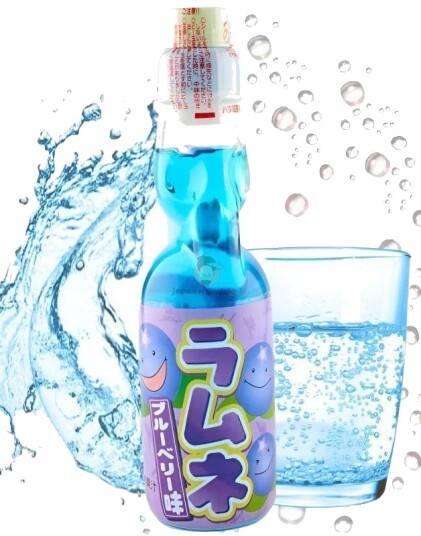 Hata Ramune Blueberry Brus med Blåbærsmak 200 ml Japan Import Hata Ramune Blueberry Brus med Blåbærsmak 200 ml Japan Import