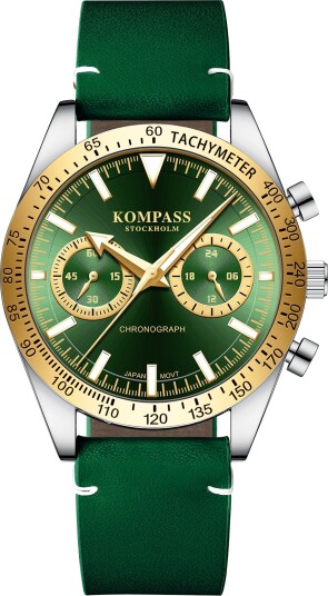Kompass Skyborne Chronograph Silver Gold Green