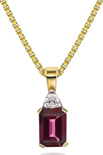 Michelle by Gullfunn Smykke i 585 gult gull med diamant 0,06 ct og rhodolitt