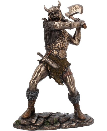 Vikingen Går Berserk Bronsefarget Figur 28 cm