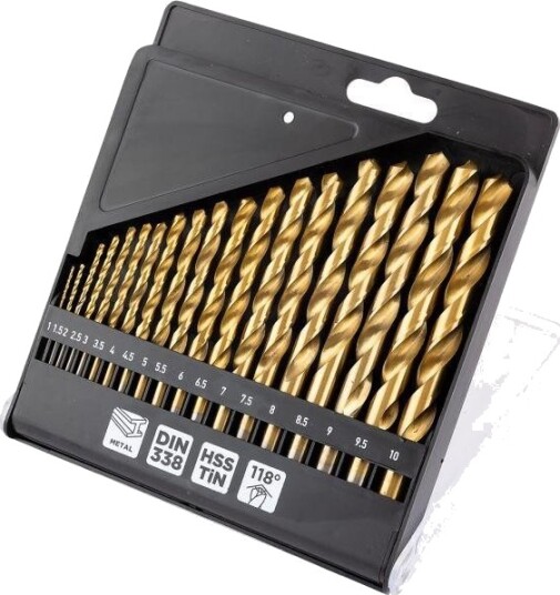 Grąžtas Graphite Wiertła Do Metalu Hss Tin, 1 - 10 Mm, Komplektas 19 Vnt.