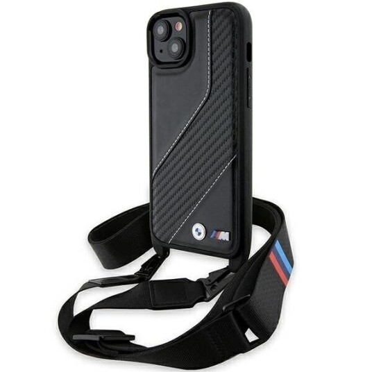 BMW M Edition Hardcase til iPhone 15/14/13 med Carbon Stripe og Stropp - Svart BMW M Edition Hardcase til iPhone 15/14/13 med Carbon Stripe og Stropp - Svart