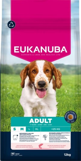 Eukanuba Premium Nutrition Adult Small & Medium Breed Laks Sparepakke 2 X 12 kg