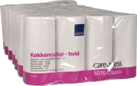 Kjøkkenrull Abena Care Ness Classic 2 Lags 17,85 M X 22 Cm Ø10,5 Cm Hvit Blandede Fibre   7 Pakker X 4 Ruller