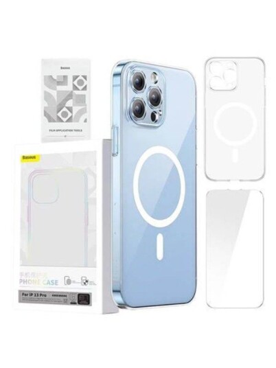 Baseus Magnetic Crystal Clear for iPhone 13 Pro (transparent) with all-tempered-glass screen protector and cleaning kit Baseus Magnetic Crystal Clear for iPhone 13 Pro (transparent) with all-tempered-glass screen protector and cleaning kit