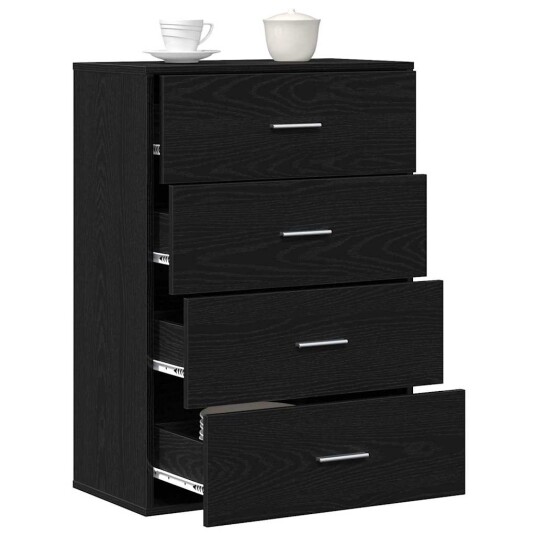 Serviesskap med skuff Svart eik 60 x 31 x 84 cm Konstruert tre Serviesskap med skuff Svart eik 60 x 31 x 84 cm Konstruert tre