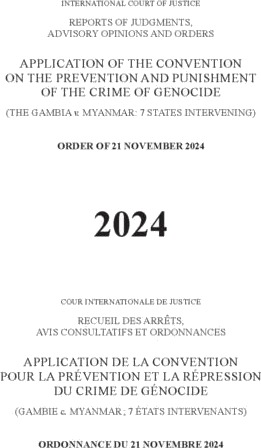 Application of the Convention on the Prevention and Punishment of the Crime of Genocide the Gambia V. Myanmar: 7 States Intervening Application of the Convention on the Prevention and Punishment of the Crime of Genocide the Gambia V. Myanmar: 7 States Intervening