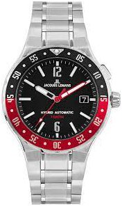 Jacques Lemans Herreklokke 1 2109F Hybromatic Sort/Stål Ø42 mm