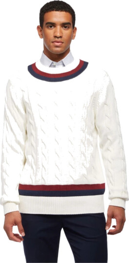 Brooks Brothers Herre Strikkevarer Hvit 2XL,