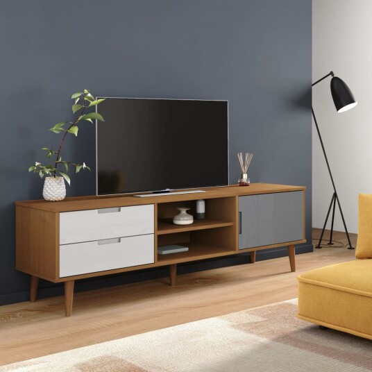 vidaXL TV-benk MOLDE brun 158x40x49 cm heltre furu 8720845542214
