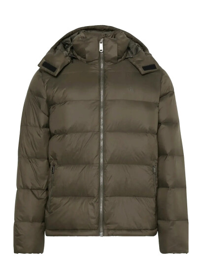 Calvin Klein Jeans Ls Nylon Zip Off Hood Down Puffe - Khaki green - XXL