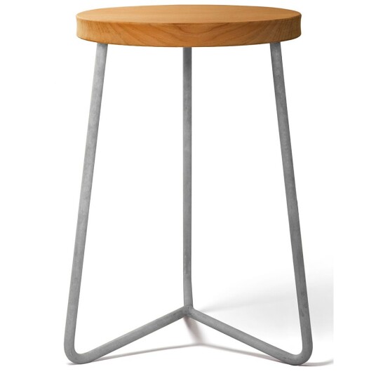 Grythyttan Stålmöbler Krakk V1 45 ubehandlet teak / varmgalvanisert stativ Grythyttan Stålmöbler