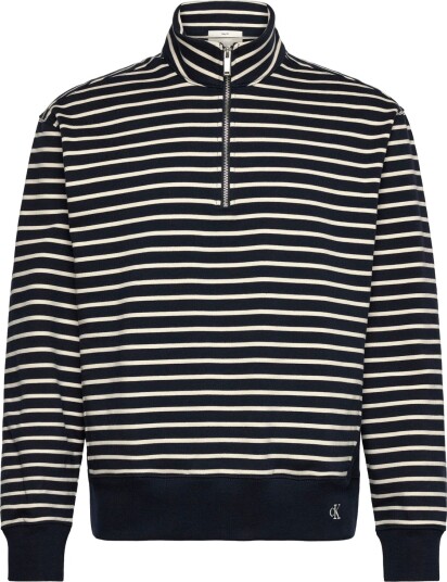 Calvin Klein Jeans Ls Ez Strip Premtery Qtr Zip   Navy   XXL