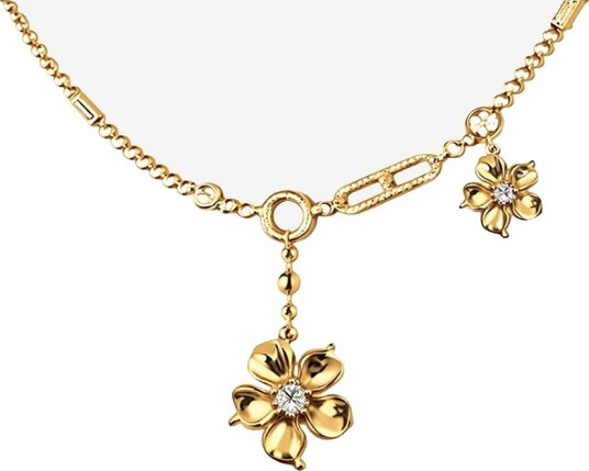 IOAKU Halskjede LA Fleur Detail Necklace Gull
