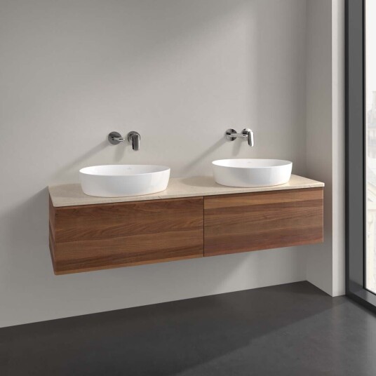 Villeroy & Boch Antao Servantskap med 2 skuffer 160x50x36 cm u/lys Valnøtt/Crème Villeroy & Boch Antao Servantskap med 2 skuffer 160x50x36 cm u/lys Valnøtt/Crème