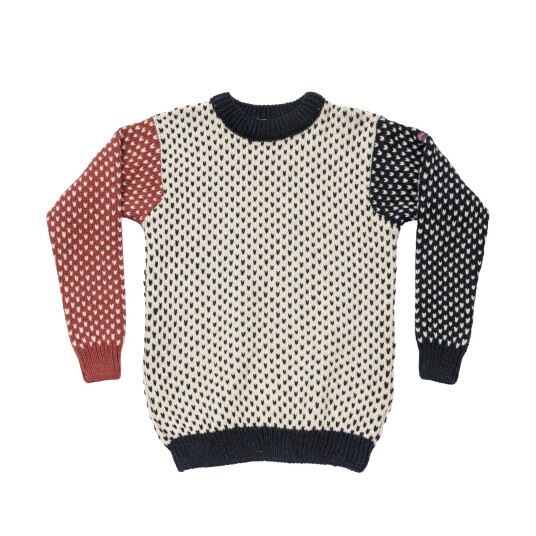 Devold Unisex Nordsjø Wool Sweater Offwhite/Navy/Marsala S Devold Unisex Nordsjø Wool Sweater Offwhite/Navy/Marsala S