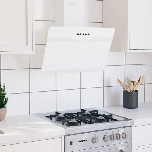 Vegghengt kjøkkenvifte 60 cm stål og herdet glass hvit Vegghengt kjøkkenvifte 60 cm stål og herdet glass hvit