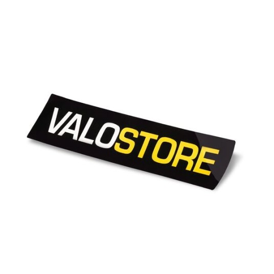 Klistremerke Valostore Logo, Black Border, 120 x 25 mm