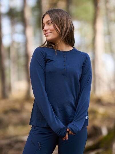 Bergans Lysebu Wool Henley Women Blå XL